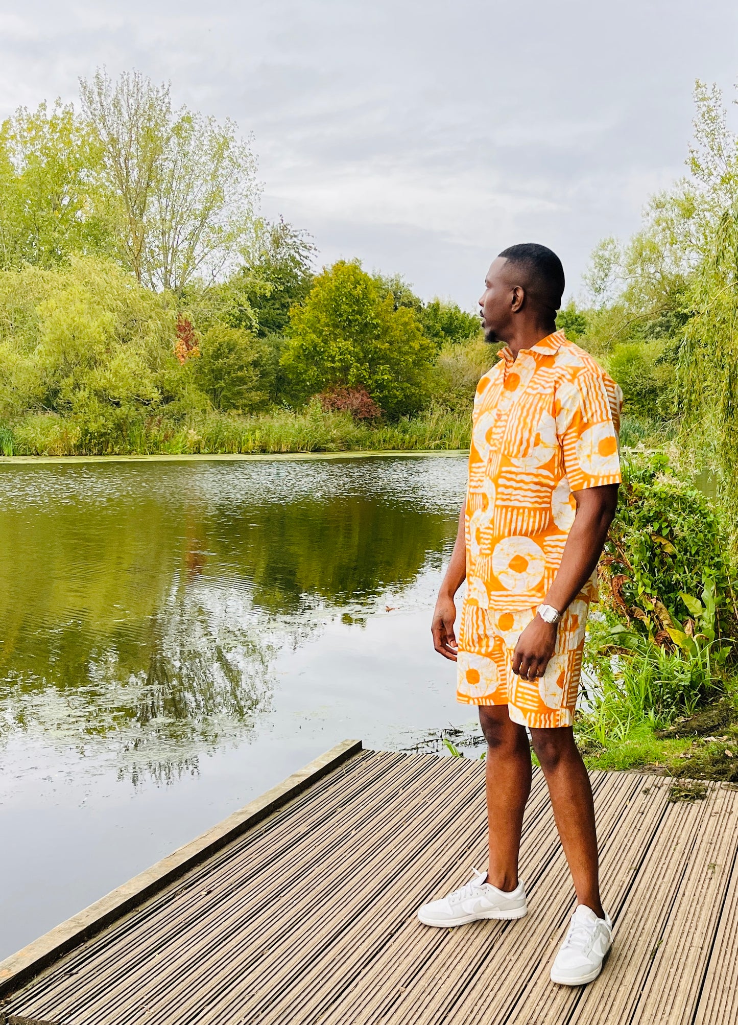 The Musa Men’s Mustard Yellow 2 piece in Shirt and Shorts by Eldimaa Fashion
