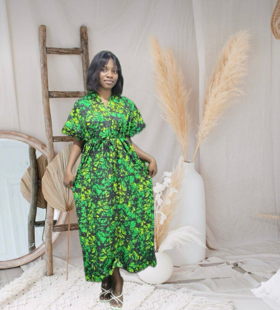 The Odafe Ankara African Print Bubu Rich Aunty Dress in Green Eldimaa Fashion The Odafe Ankara African Print Bubu Rich Aunty Dress in Green Eldimaa Fashion