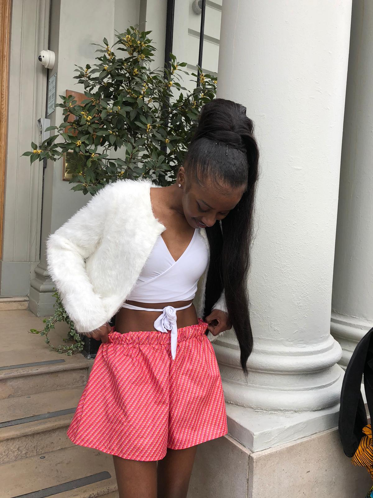 The Seun African Print Ankara Shorts in Pink