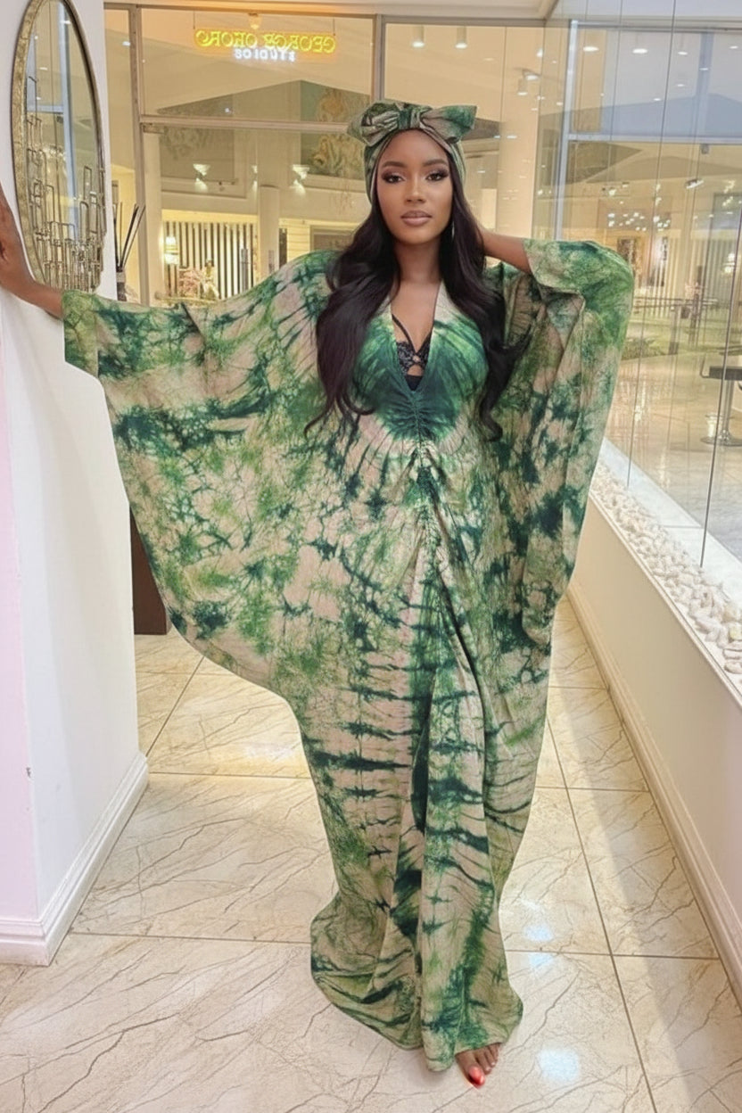 Green Adire Silk Tie-dye Bubu Dress Rich Aunty Vibes by Eldimaa Fashio Eldimaa Fashion Green Adire Silk Tie-dye Bubu Dress Rich Aunty Vibes by Eldimaa Fashio Eldimaa Fashion