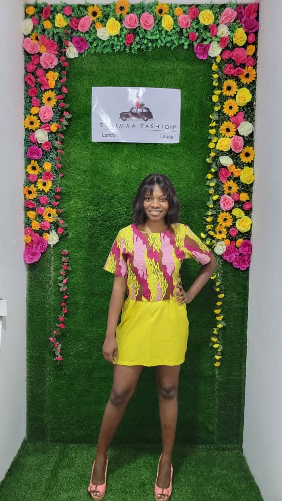 The Oyin 2 Piece Mini Skirt & Ankara African Print Top in Yellow