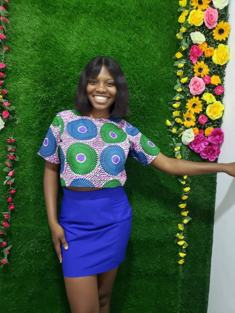 The Oyin 2 Piece Mini Skirt & Ankara African Print Top in Blue