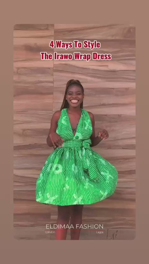 The Irawo African Print Ankara Infinity Multi Wrap Dress in Green by E –  Eldimaa Fashion