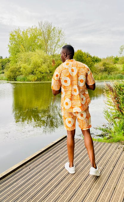 The Laolu Ankara African Print Men Shirt in Yellow