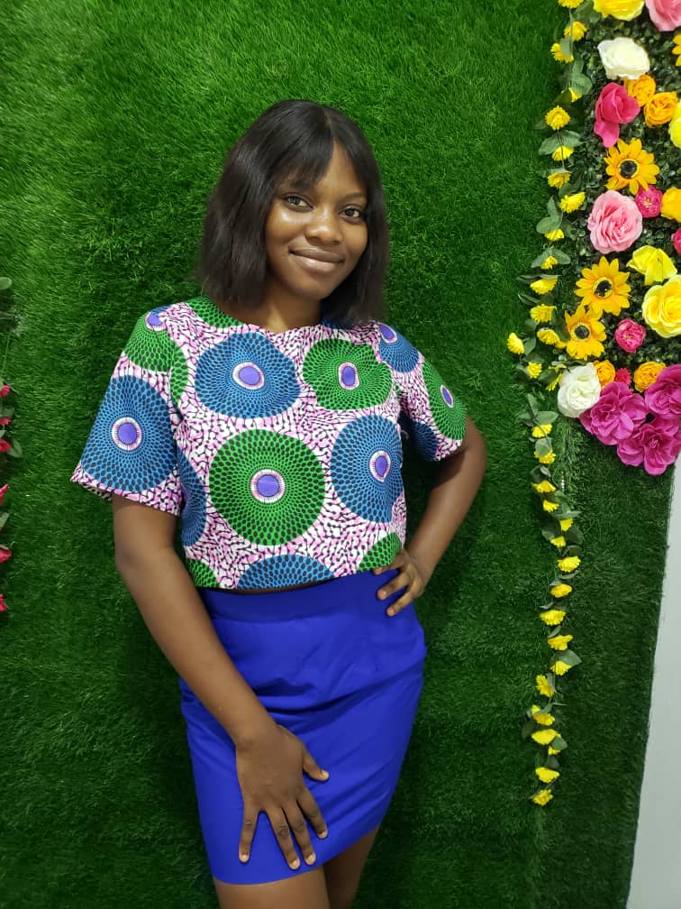 The Oyin 2 Piece Mini Skirt & Ankara African Print Top in Blue
