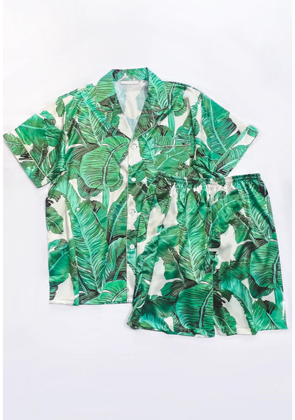 The Shola Men’s Banana Leaf 2 piece in Shirt and Shorts by Eldimaa Fashion