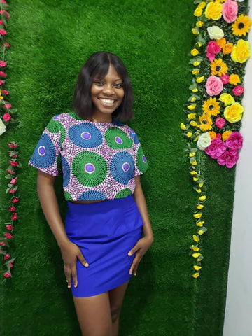 The Oyin 2 Piece Mini Skirt & Top in Blue