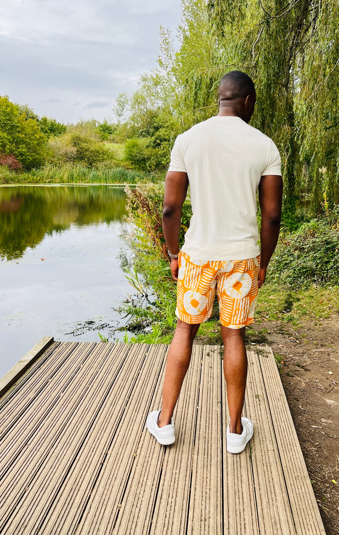 The Bassi Men Ankara African Print Shorts in Yellow by Eldimaa Fashion