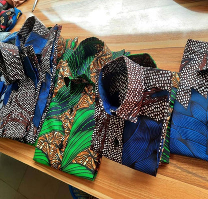 The Niran Men’s Ankara African Print Shirt and Shorts 2 Piece in Blue