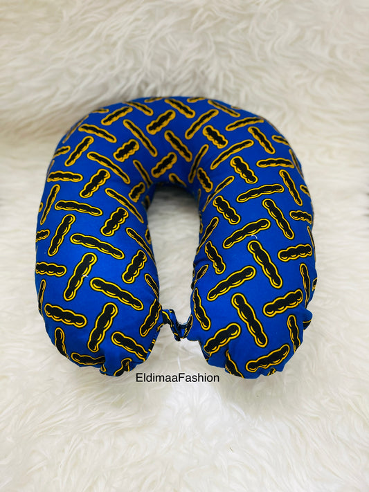 Blue Ankara African Print Travel Pillow - Comfort and Style on the Go 💙