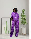 Purple Silk 2 Piece Shirt & Palazo Pants
