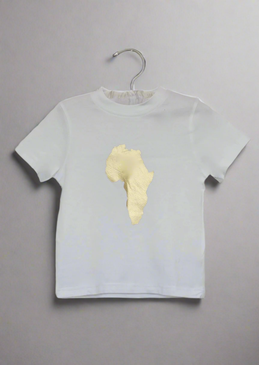 The Obi Gold Map of Africa T-Shirt for Boys Eldimaa Fashion