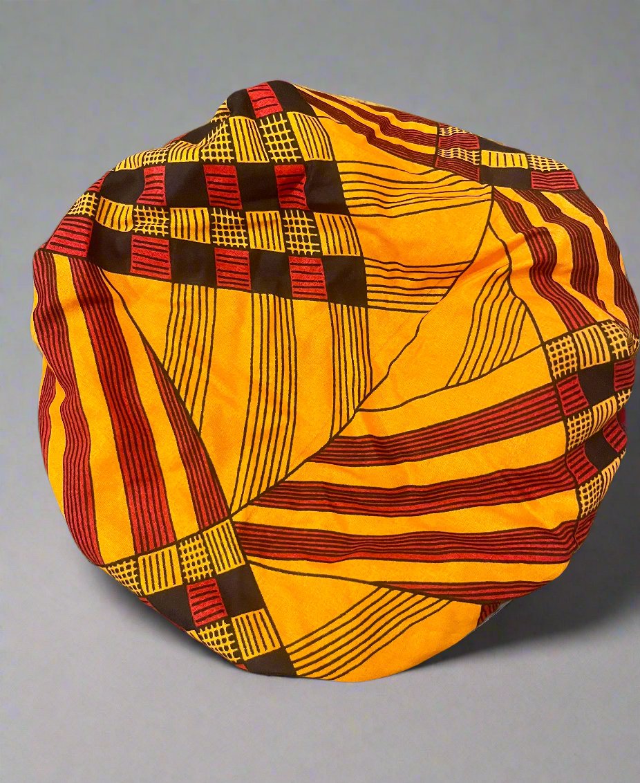 The Bose Ankara African Print Shower Cap in Yellow by Eldimaa Fashion