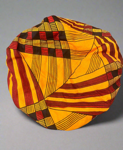 The Bose Ankara African Print Shower Cap in Yellow by Eldimaa Fashion