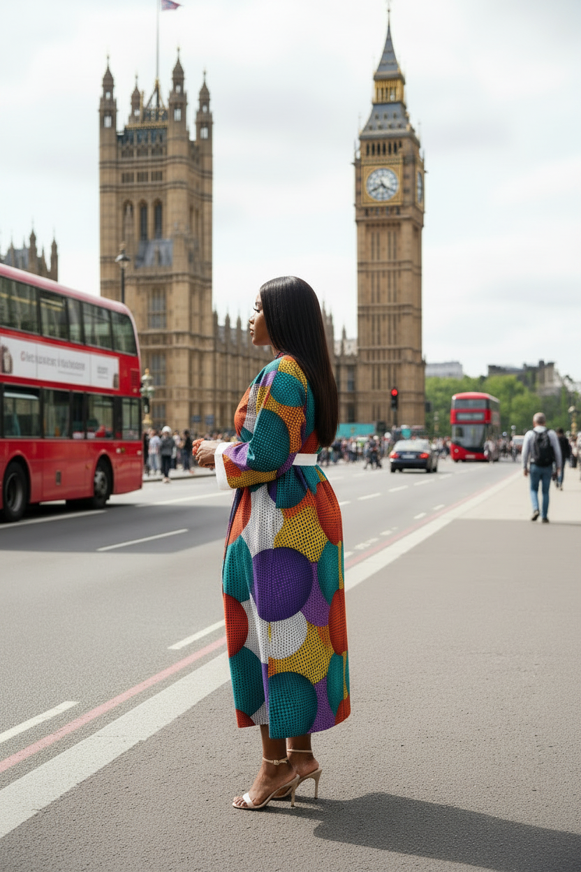 The Zarina Ankara African Print Kimono in Teal