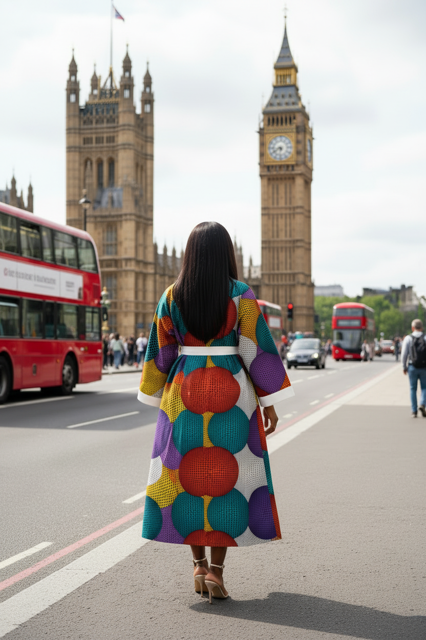 The Zarina Ankara African Print Kimono in Teal