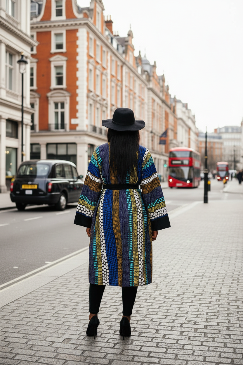 The Zarina Ankara African Print Kimono in Blue