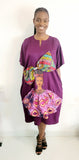 The Ngozi African Woman Face Print With Ankara Headwrap in Purple