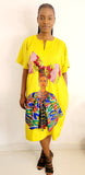 The Ngozi African Woman Face Print With Ankara Headwrap in Yellow