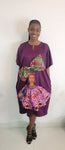 The Ngozi African Woman Face Print With Ankara Headwrap in Purple