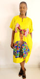 The Ngozi African Woman Face Print With Ankara Headwrap in Yellow