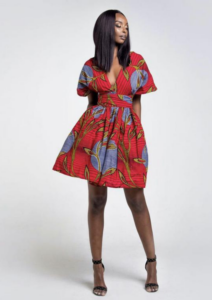 The Lola: Red Ankara African Print Multi way Wrap Dress – Eldimaa Fashion