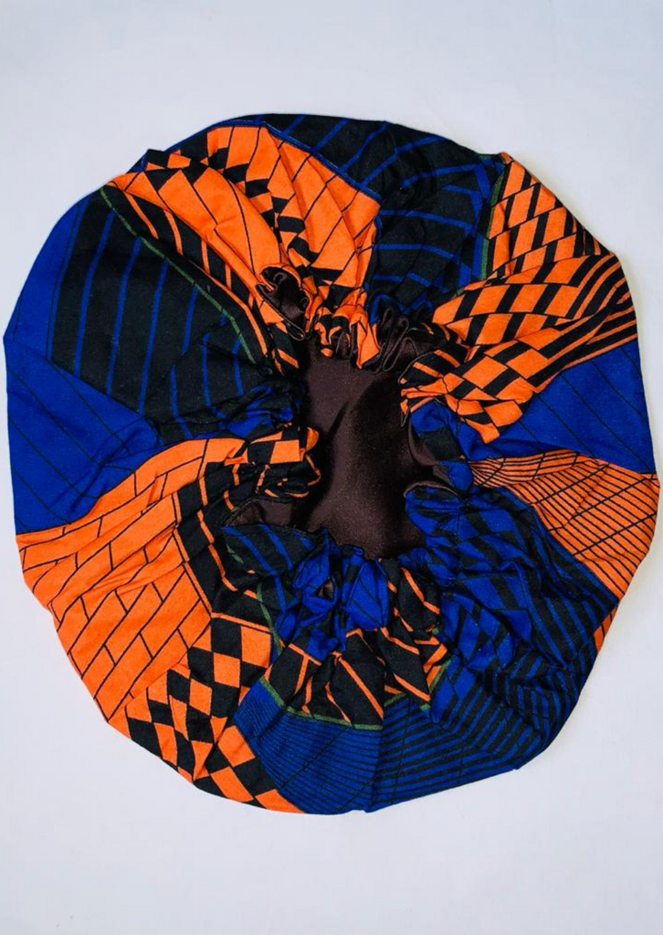 SATIN LINED BONNET Head Wrap With Band, Bright Ankara African