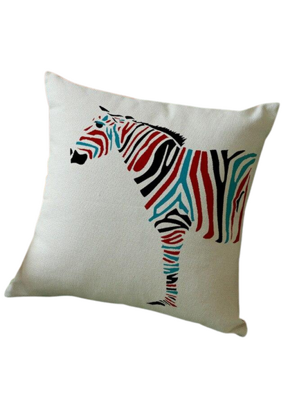 The colourful zebra graphic on a white cushion is part of our beautiful African inspired decor range. The African homeware adds vibrancy to your home, the knitted cotton making the knitted cushion cover cosy and perfect for snuggling into. The ideal sofa cushion and chair cushion, the statement decorative cushion is a great addition to your home.