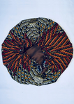 Green, Brown and Red African Print Satin Bonnet.