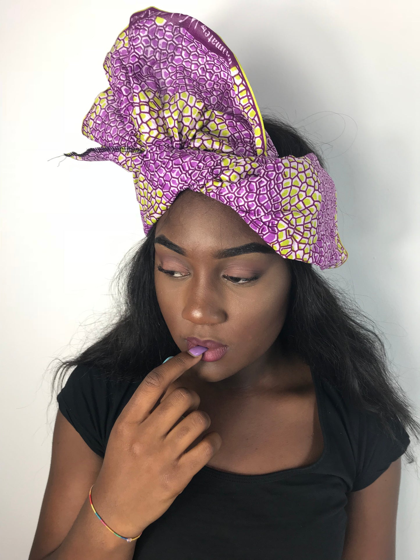 Lilac & Green African Print Ankara Headwrap Scarf by Eldimaa - Eldimaa Fashion