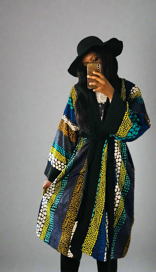 The Zarina Ankara African Print Kimono in Blue